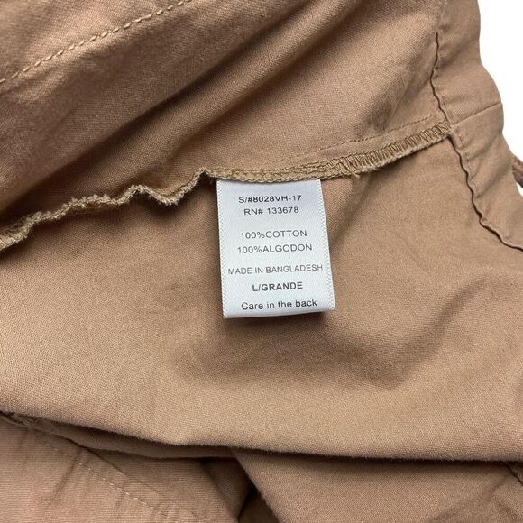 Love Tree Utility Vest Womens L Brown Cotton Cargo Pockets Snaps Hood Sleeveless - Picture 7 of 8